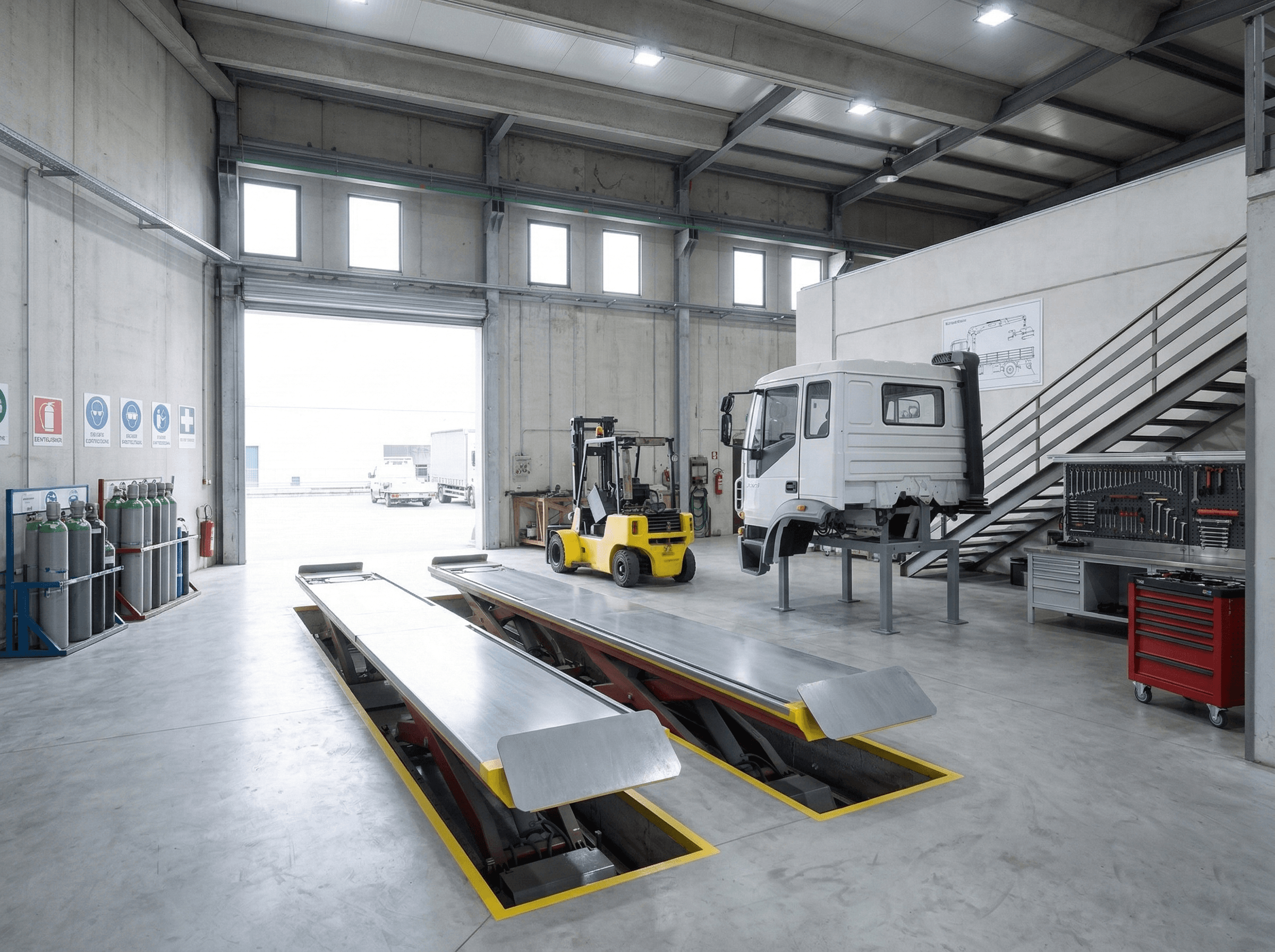 Dettaglio allestimento camion in officina