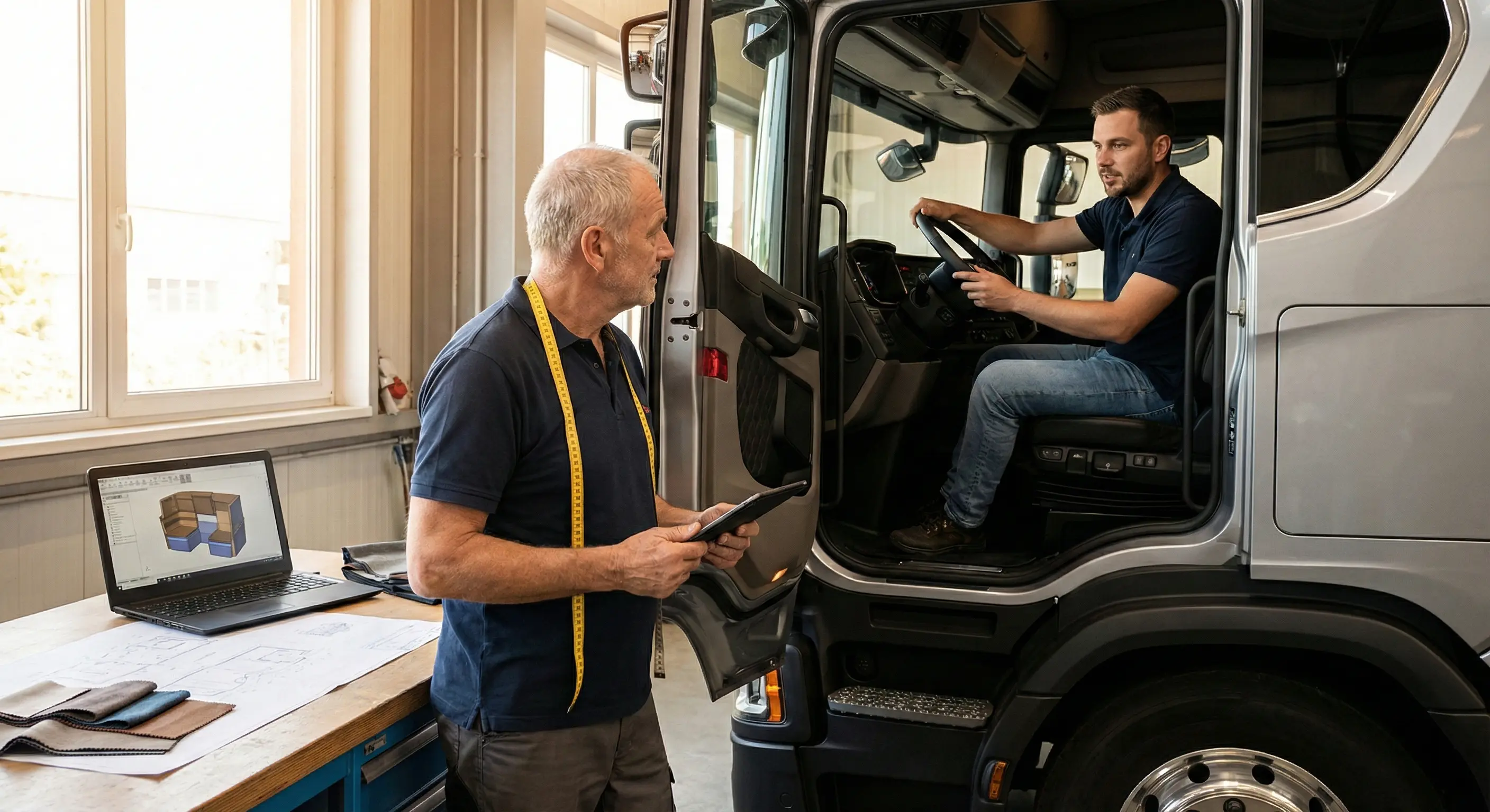Camion Galia in fase di allestimento sartoriale